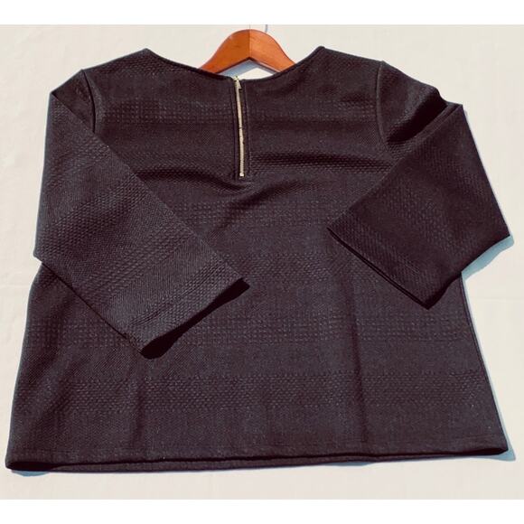 CHICO’S Women’s Black Blouse w/3/4 Length Sleeve Exposed Back Zipper Chico Size2 - Picture 10 of 12